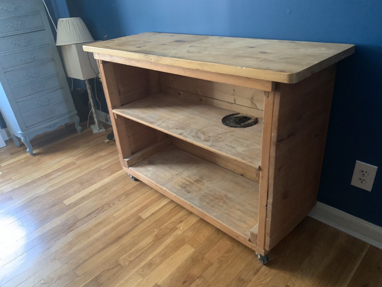 Wood rolling Cart kitchen workshop work bench bar - photo 2