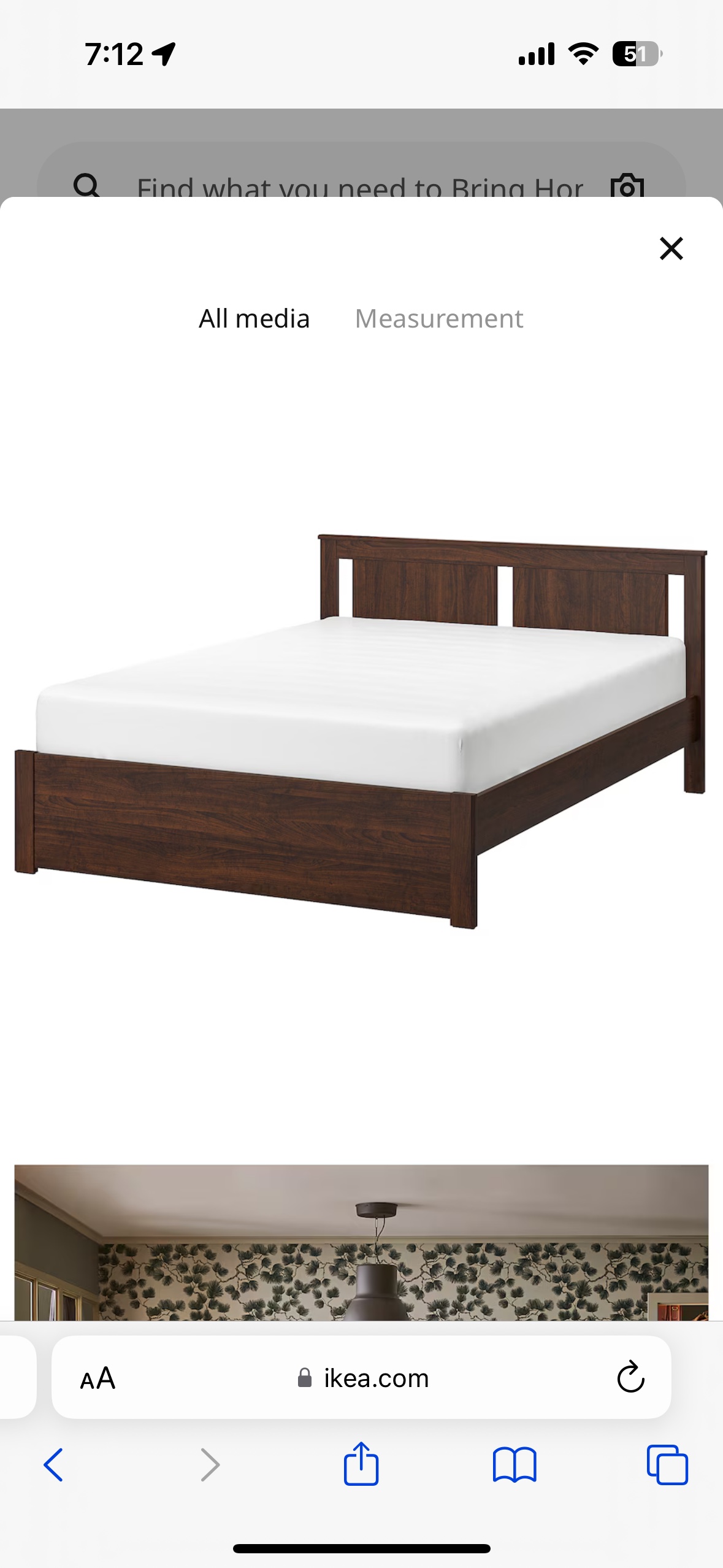 Songesang IKEA bed frame queen size with mattress and protector