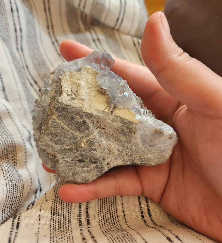 Raw blue porceilian flourite and smokey quartz cluster - photo 5