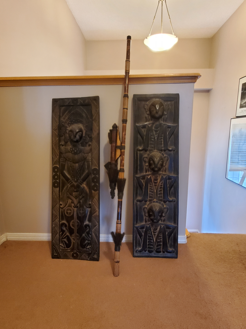 African Wooden Carvings with blowgun thumbnail
