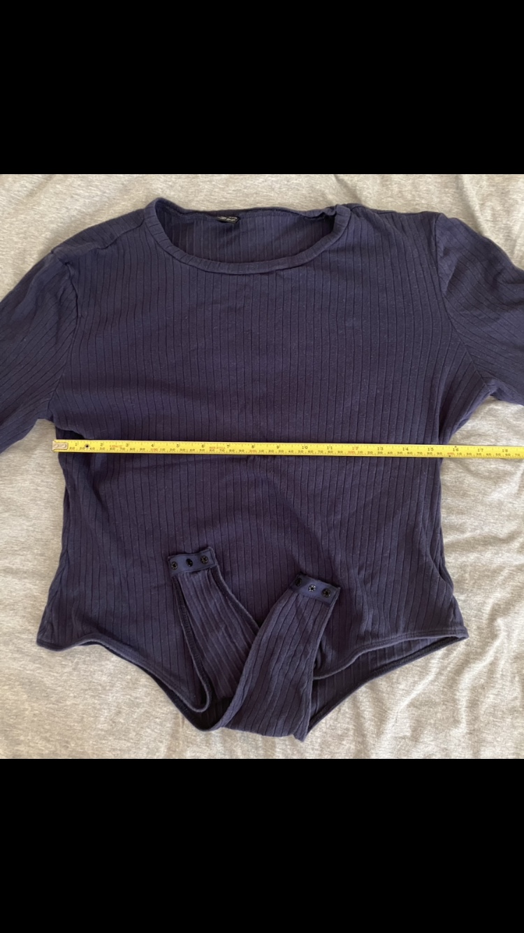 Women’s Shein Navy Blue Cotton Long Sleeved Bodysuit Size XL💙👚 image indicator(2)