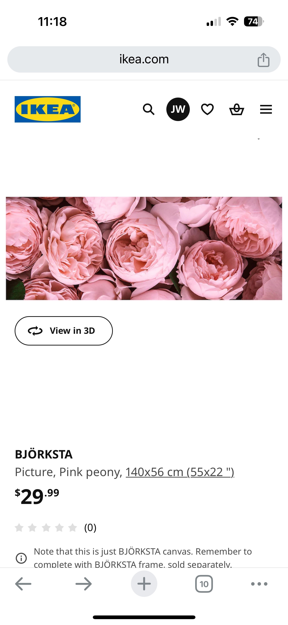 Large Pink Peony Print and Black Frame - photo 3