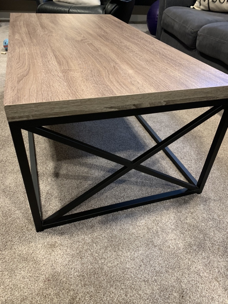 Like new coffee table - metal with wood top - photo 2