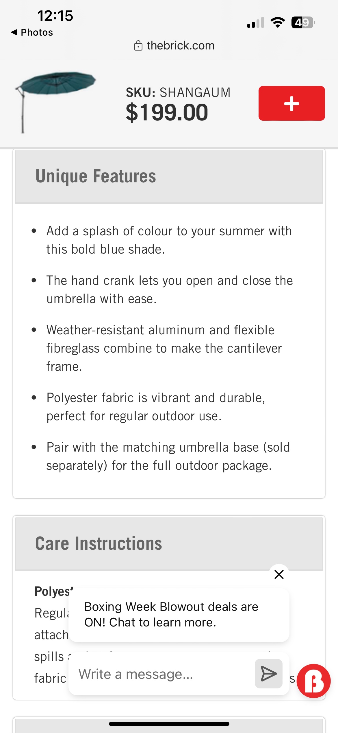 Unopened AQUA Shanghai Outdoor Patio Umbrella with Base image indicator(3)