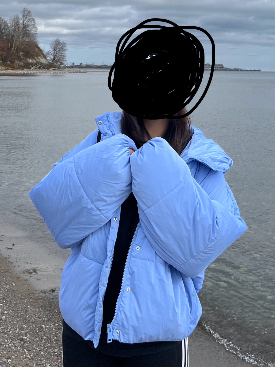 Warm Zara blue puffer thumbnail