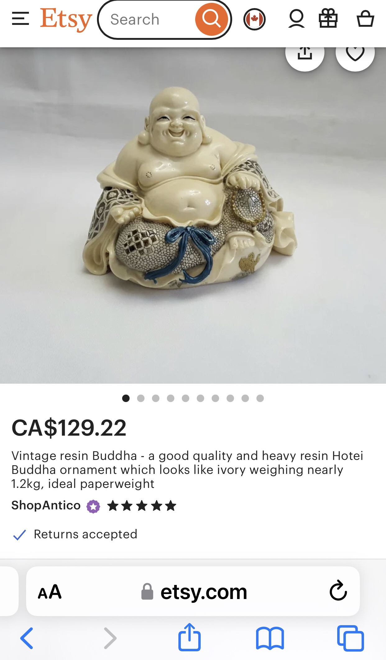 Vintage 1950 lucky solid resin ornaments Buddha/firm price - photo 4