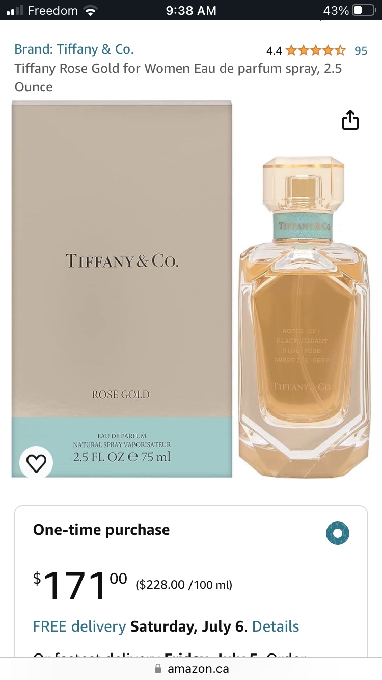 Tiffany ROSE GOLD edp 75 ml B/N. Never sprayed No Box image indicator(7)