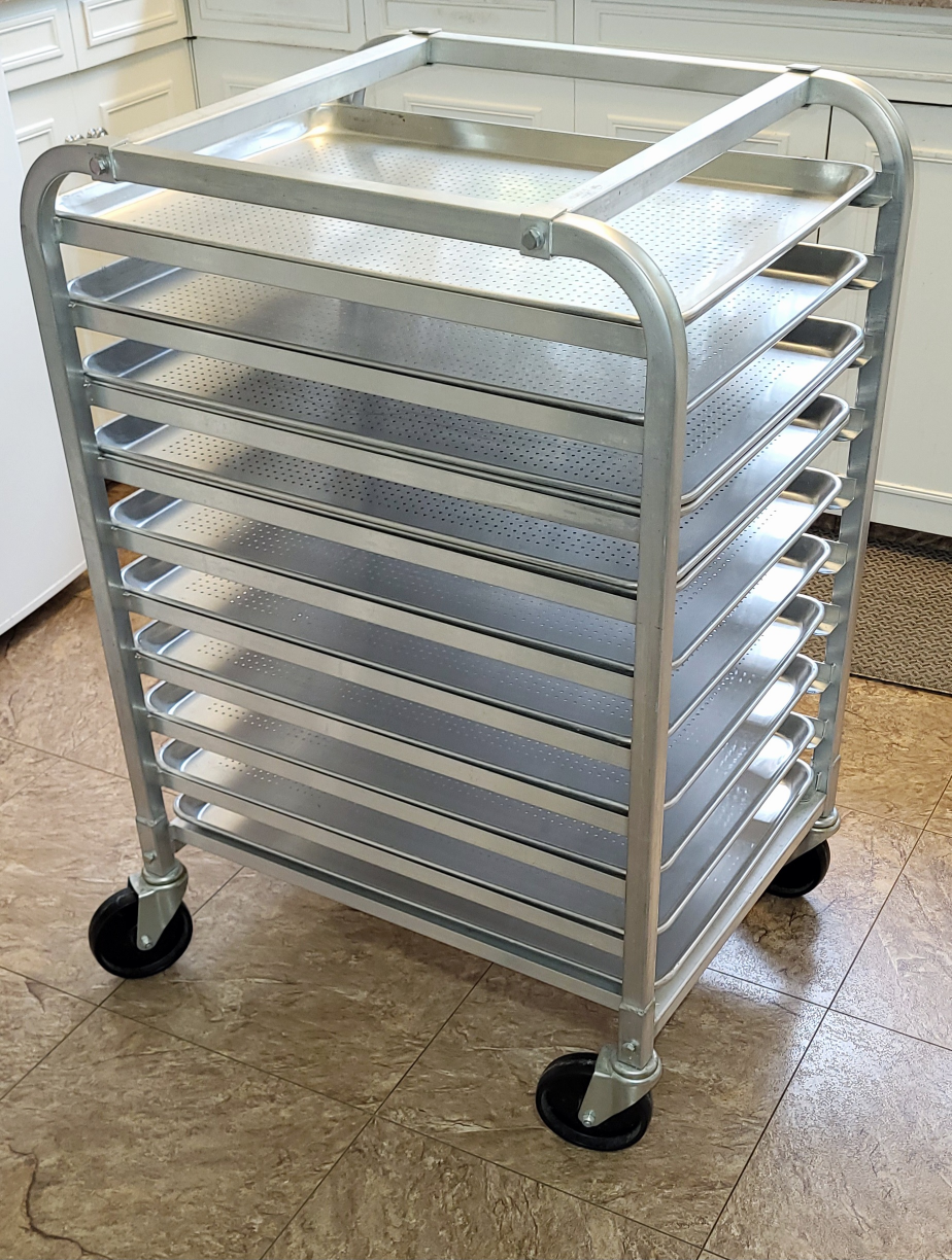 PROOFING/COOLING RACK, ROLLING, 10 SLOT & 12 PERFORATED PANS