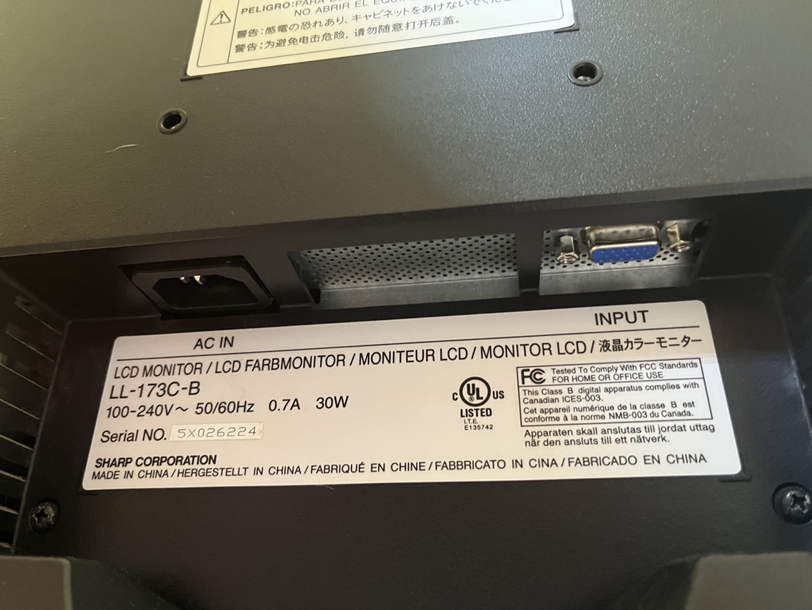 Like New Sharp 17” Computer Monitor - comes with power cord image indicator(6)