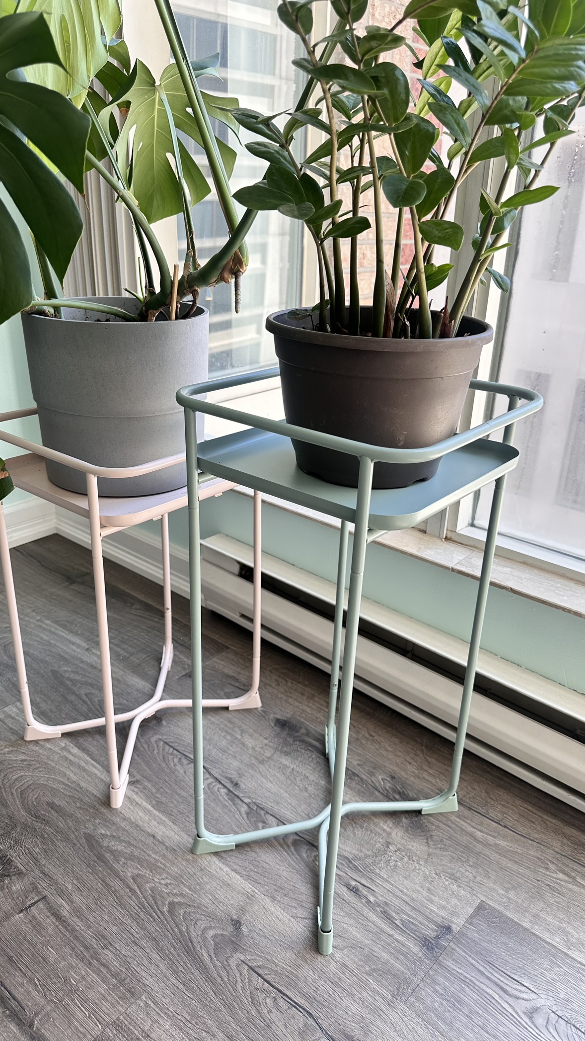 Pair of Teal and Pink Plant Stands - photo 2