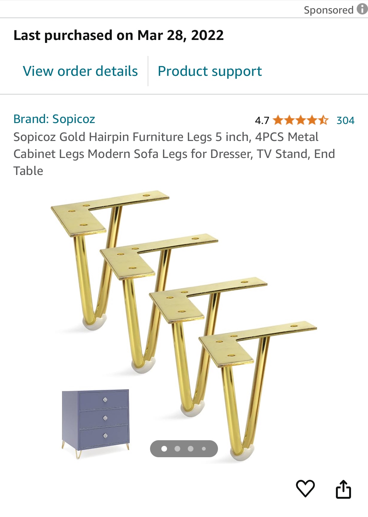 Gold Hairpin Furniture Legs