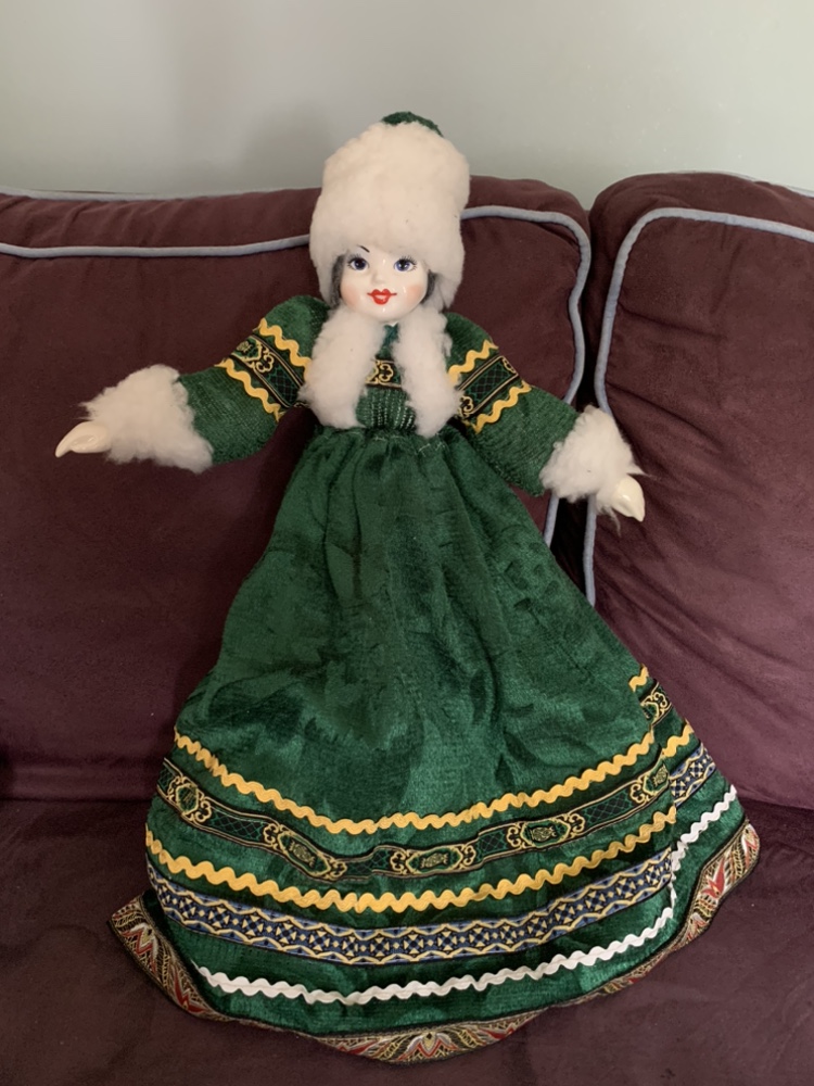Russian Doll with porcelain head, hands, feet
