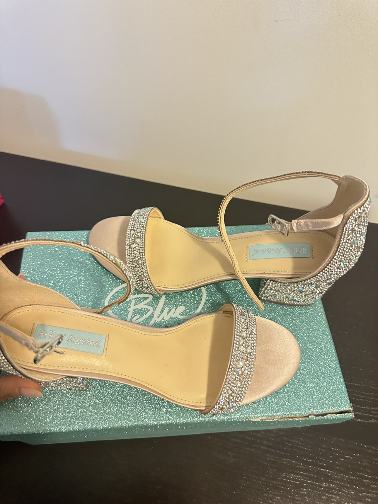 Size 8 Betsey Johnson Heels crystal brand new silver multi - photo 4