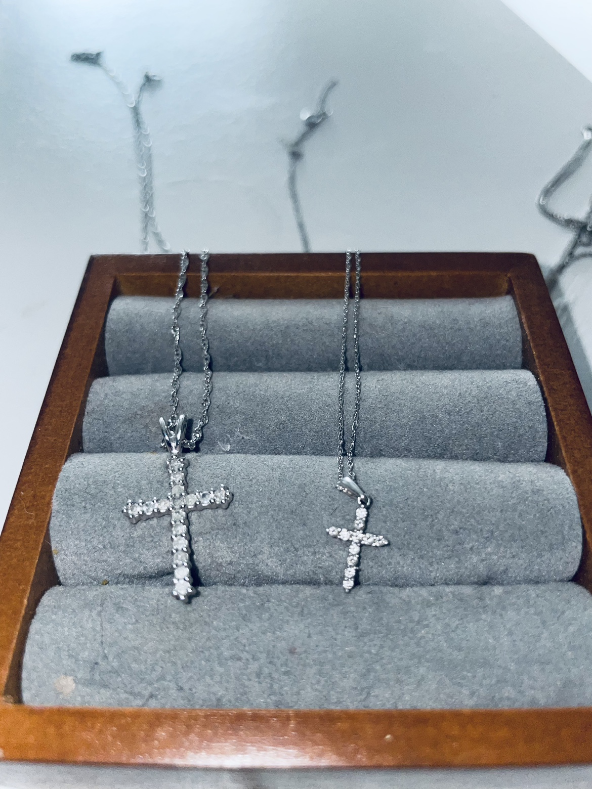White gold cross necklaces