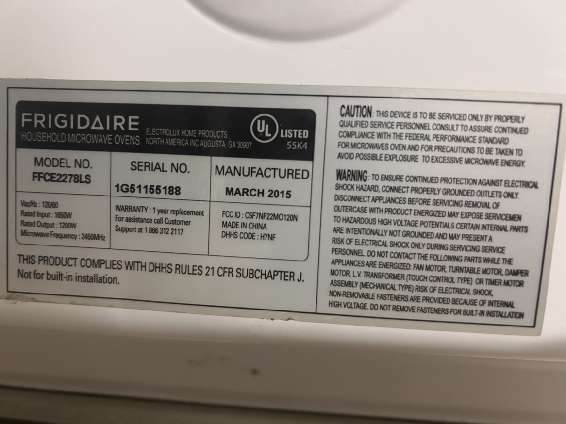 Frigidaire microwave - photo 4