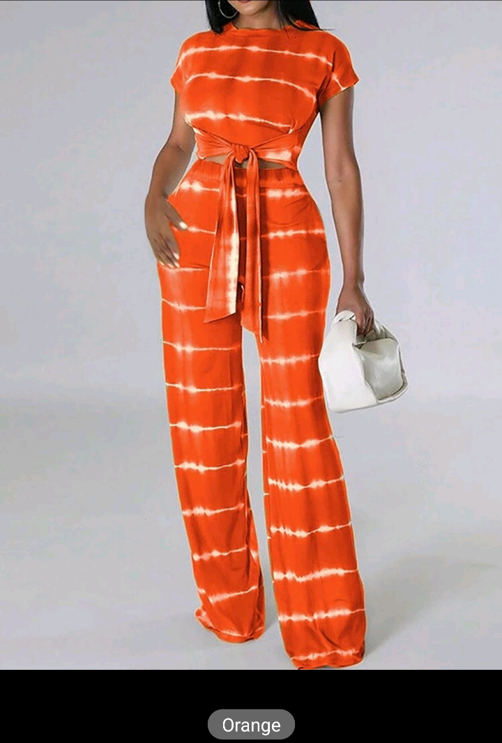 Women's Sleeve Tie Front Top And Pants Set - photo 2