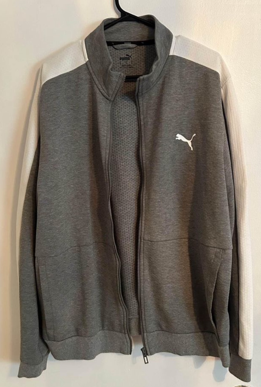 Puma light grey white zip top size xl image indicator(2)