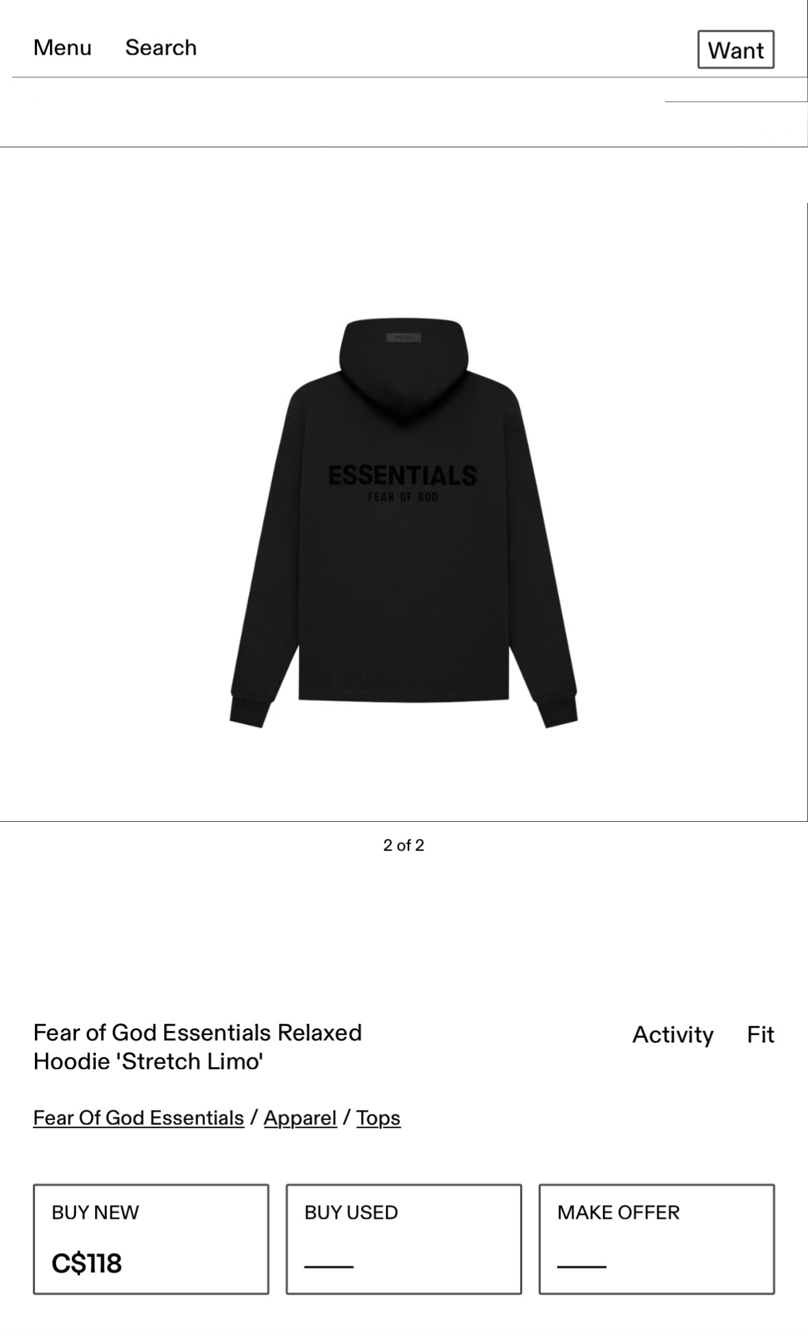 Essentials Fear Of God Hoodie thumbnail
