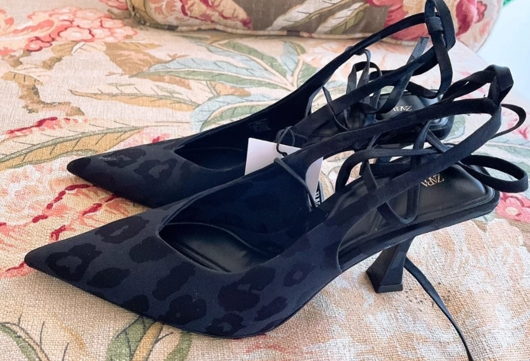 Zara Sandels leapord  black