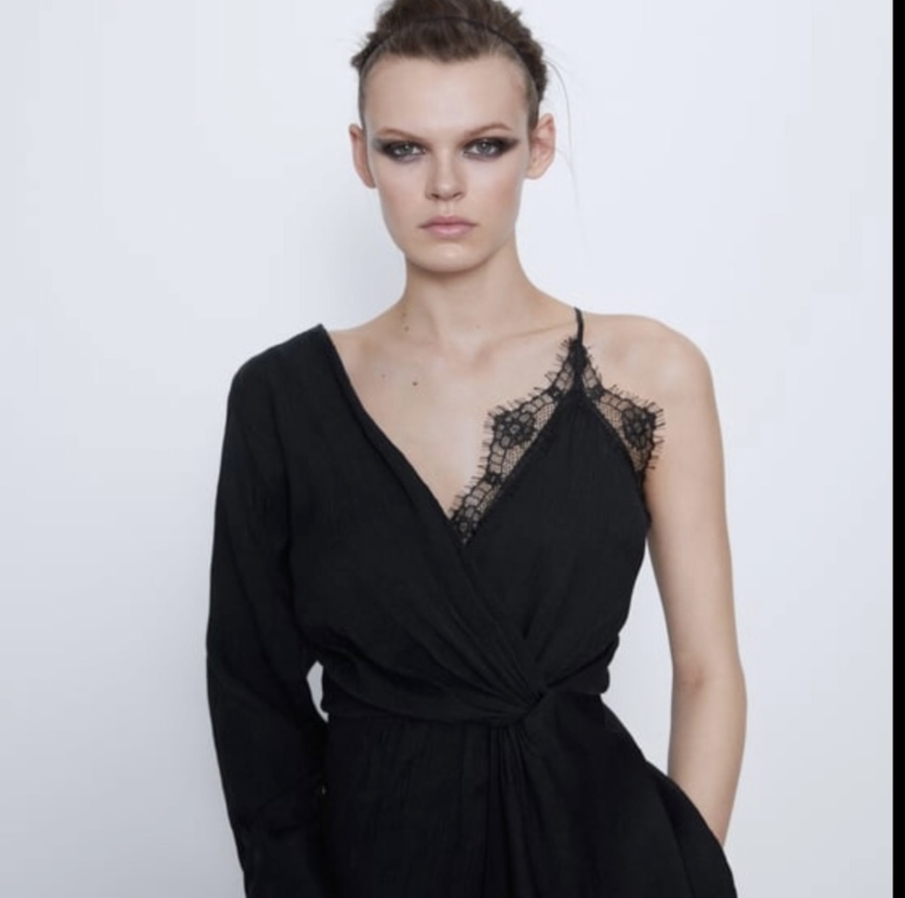 Zara Women Asymmetrical Camisole Top Black Blogger size: XXL - photo 5