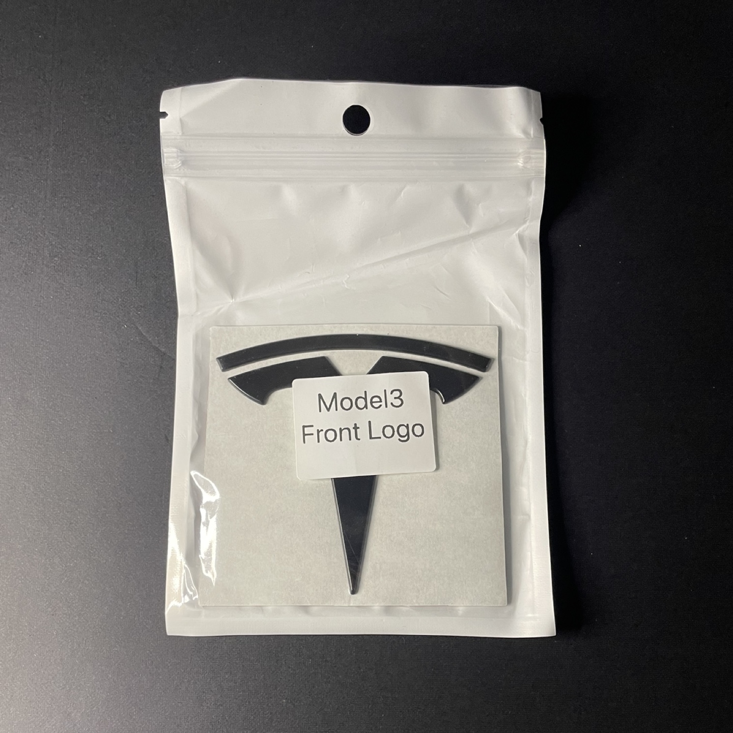 New Black Steel Tesla Emblems Replacement. Front and Rear