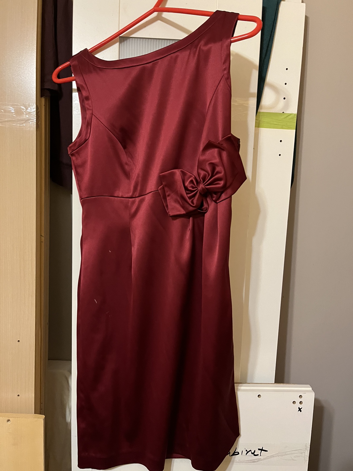 Burgundy Satin Party Dress RW Co image indicator(2)