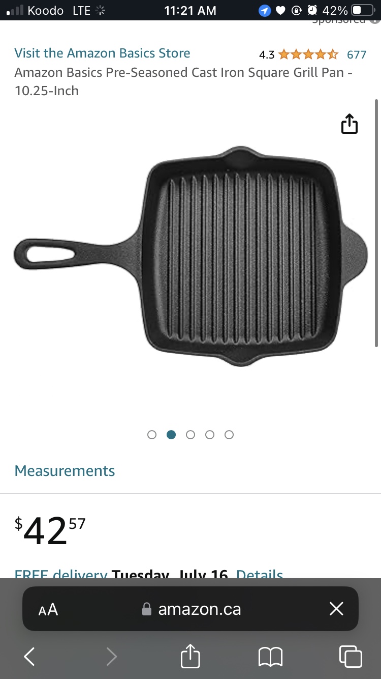 Square Cast Iron with Grill Lining (comes with silicone cover!) image indicator(4)