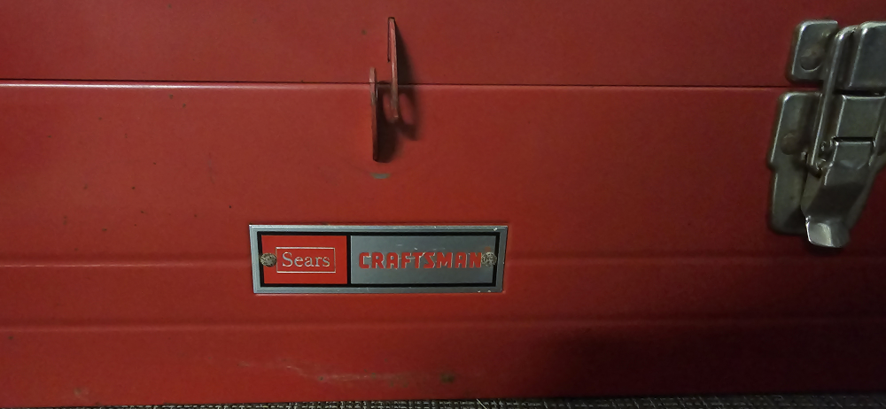 * VTG Sears Craftsman Steel Tool Box 19" Toolbox w/Tote tray thumbnail