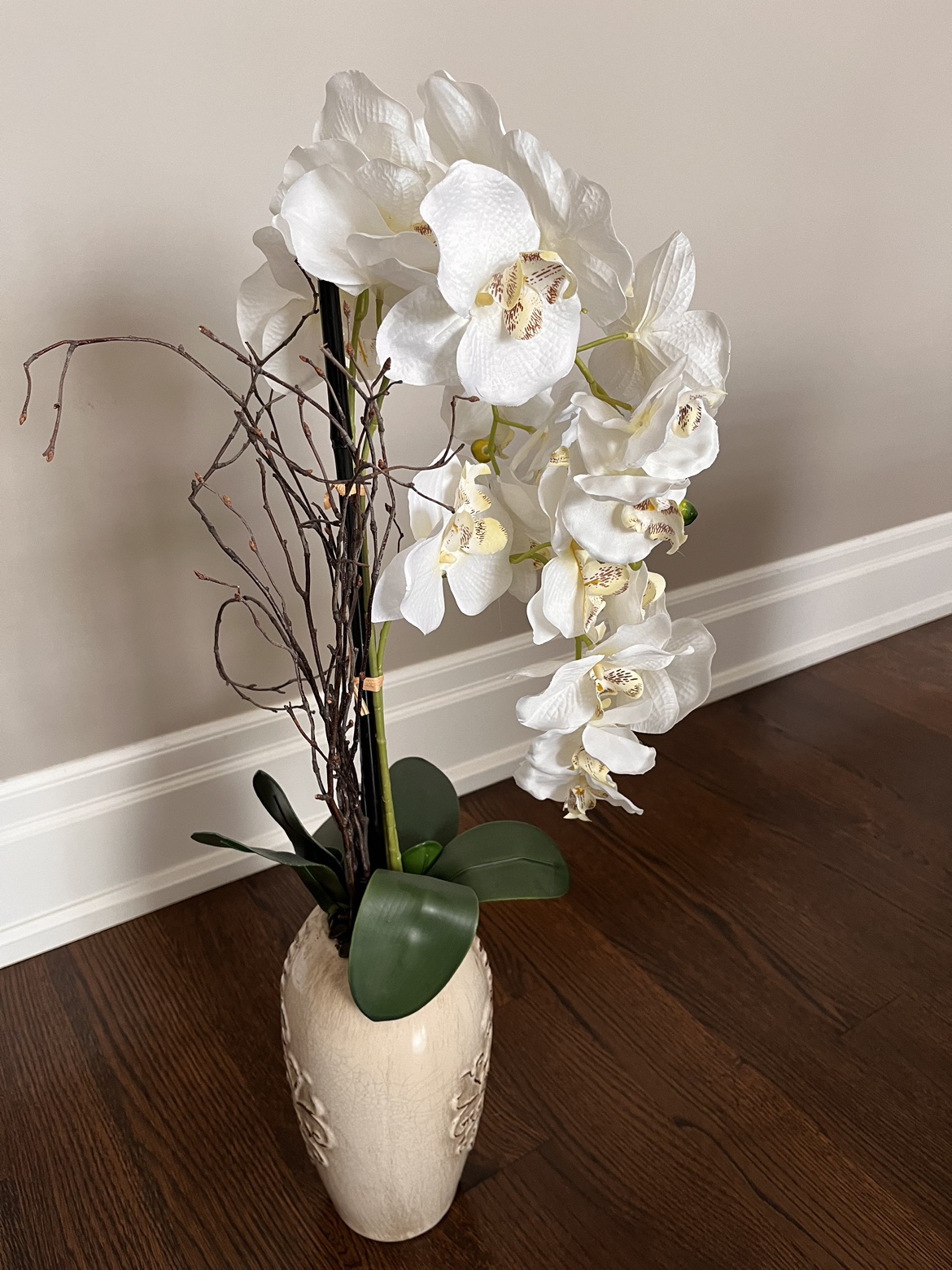 Cascading Orchids in Ceramic Vase thumbnail