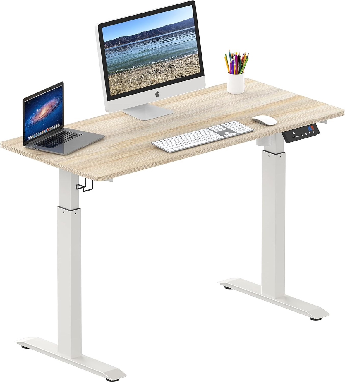 Electric Adjustable Standing Desk, 48 x 24 Inches, Maple - photo 2