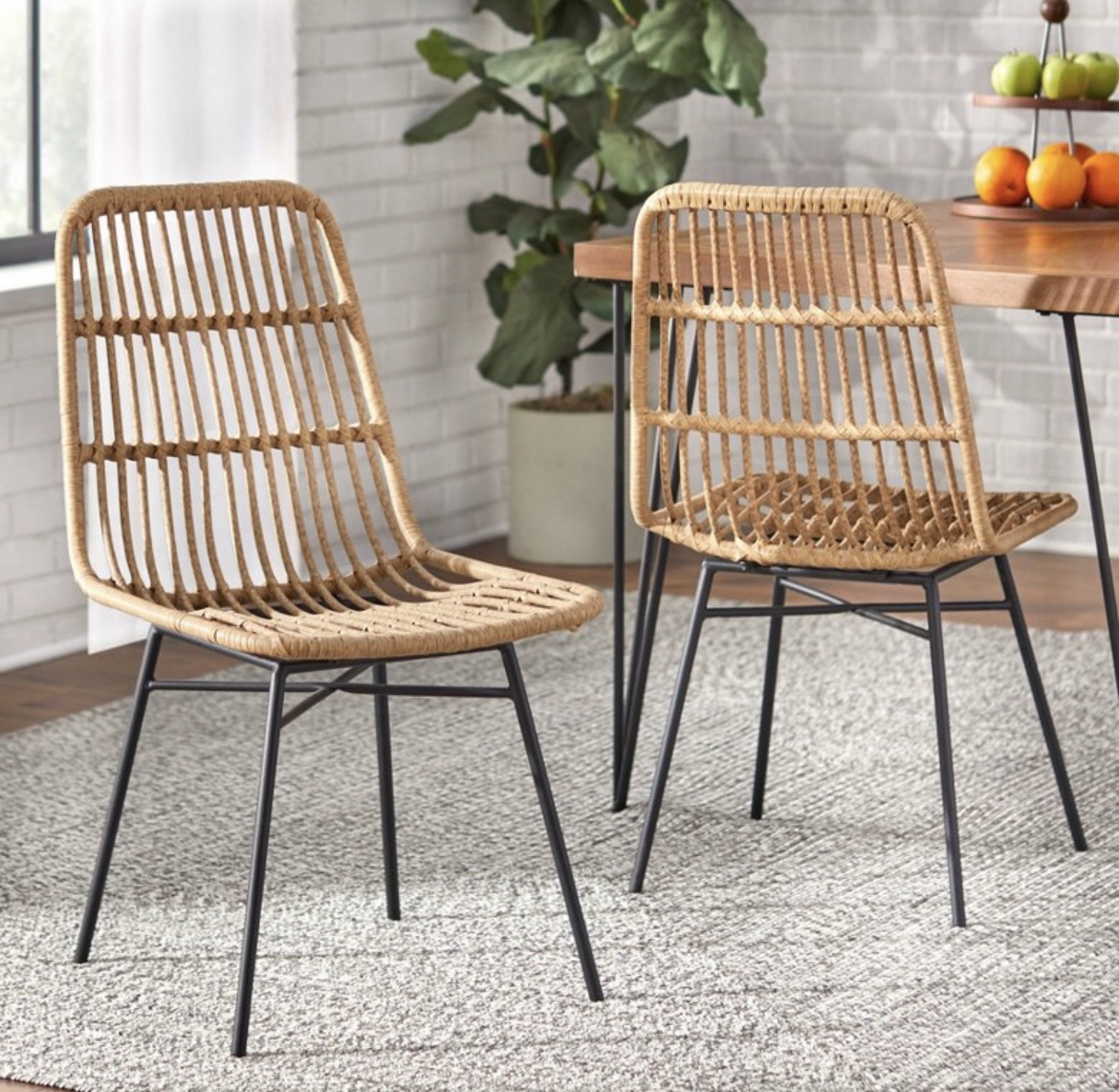 Target Rattan Dining Chair with Seat Cushions