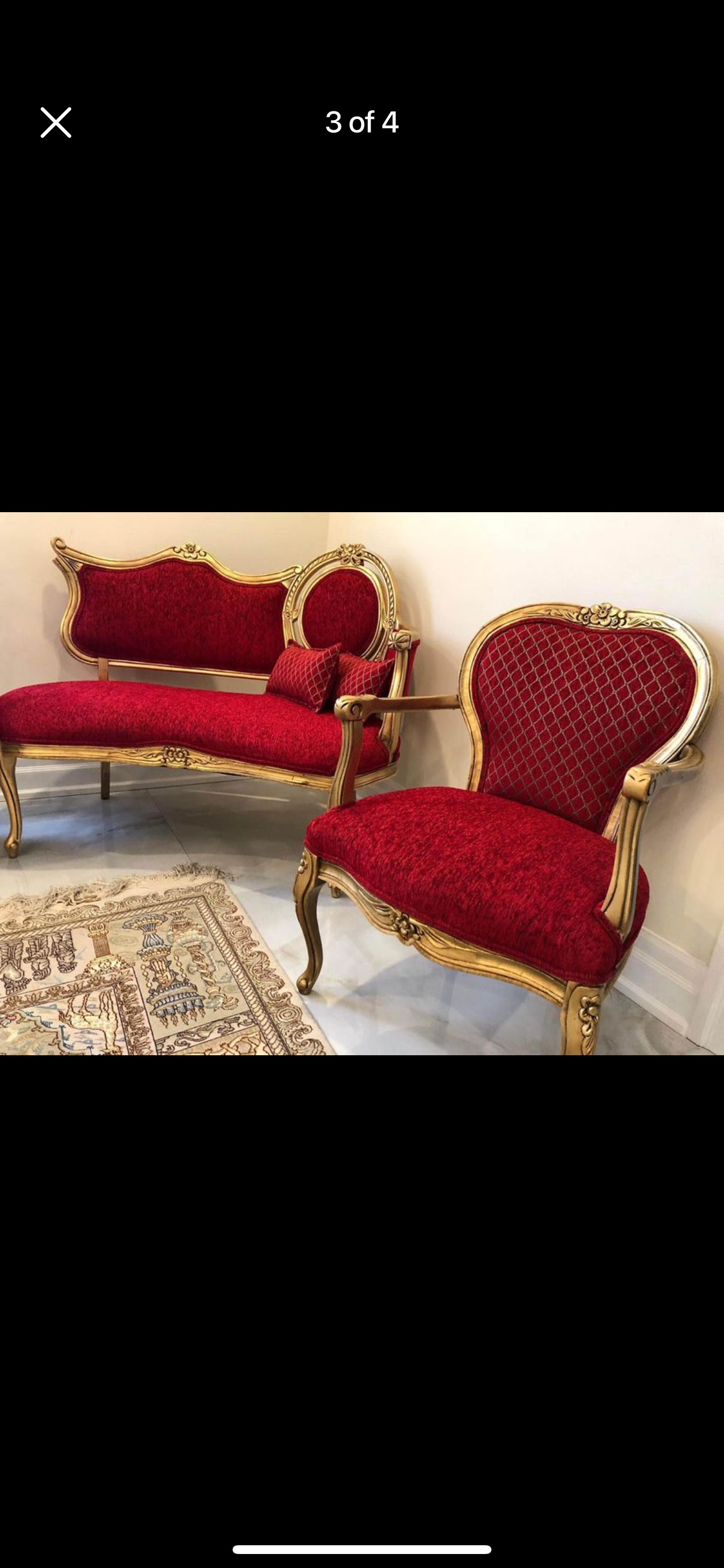 Luxury French style gold sofa/chaise and single seater image indicator(3)