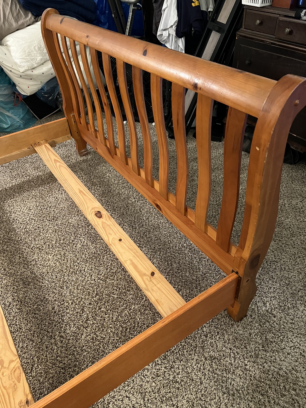 Queen Size BedFrame -Sleigh Style headboard/Footrest-38 - photo 2