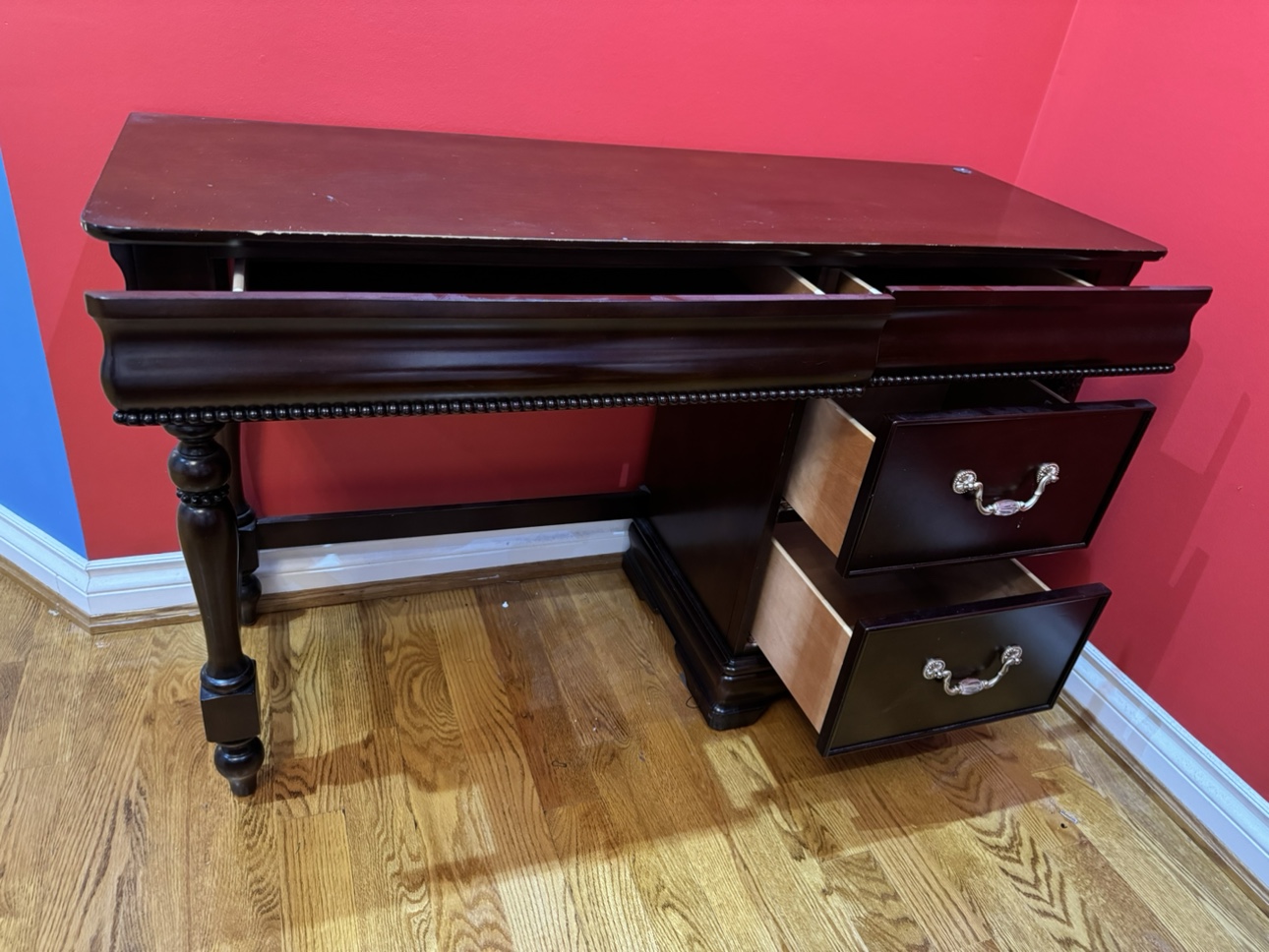Wood computer desk and vanity - photo 2