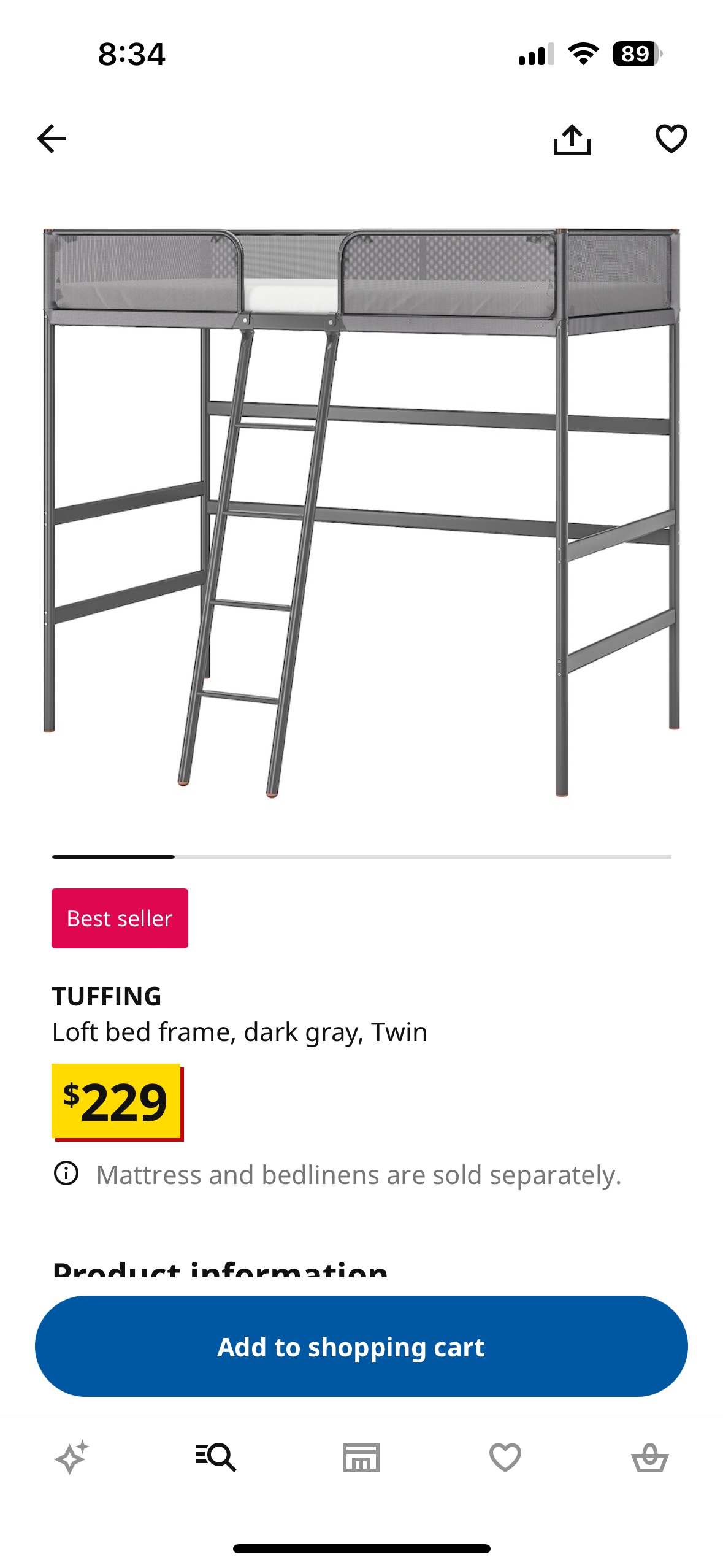 IKEA TUFFING - Twin Loft bed + mattress - photo 5