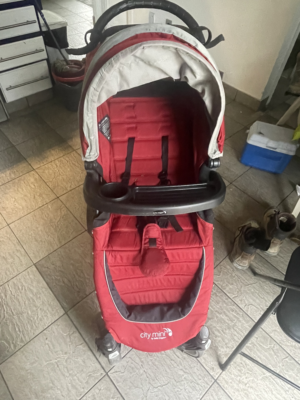 Red stroller