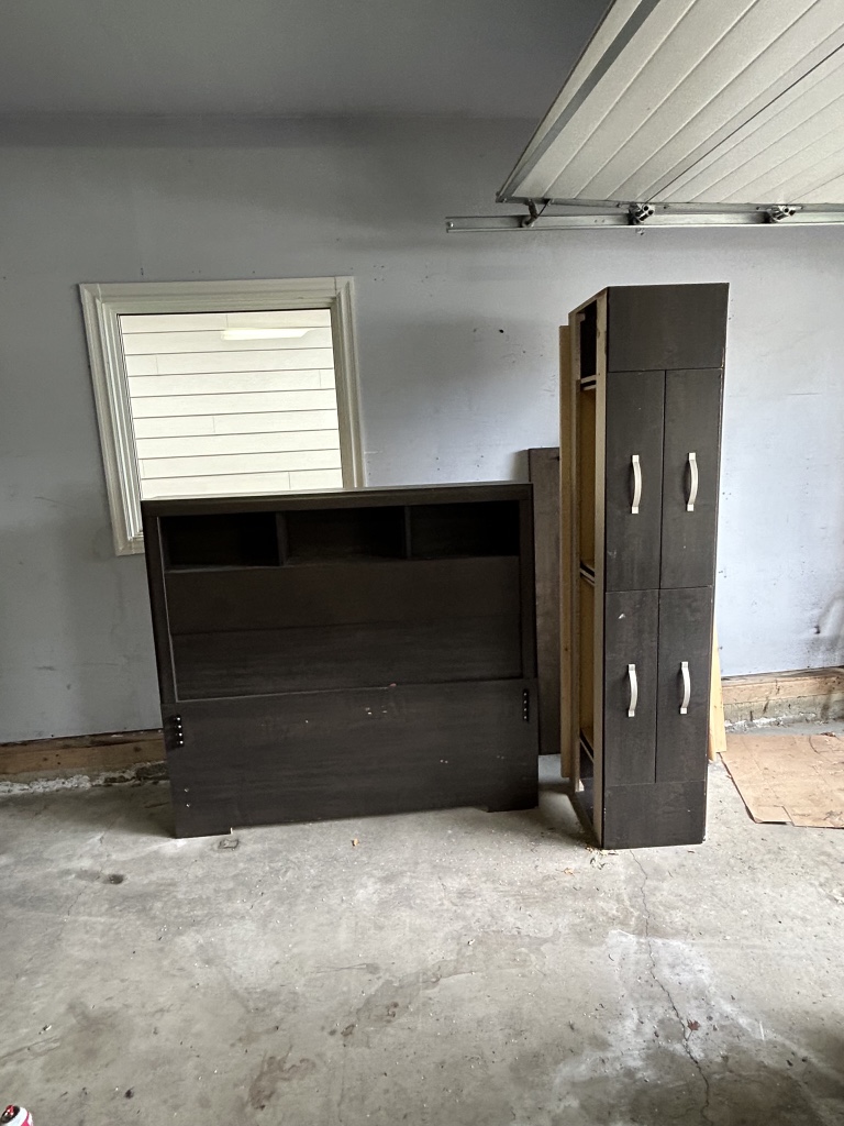 Double bed headboard and bed frame with 4 underneath drawers
