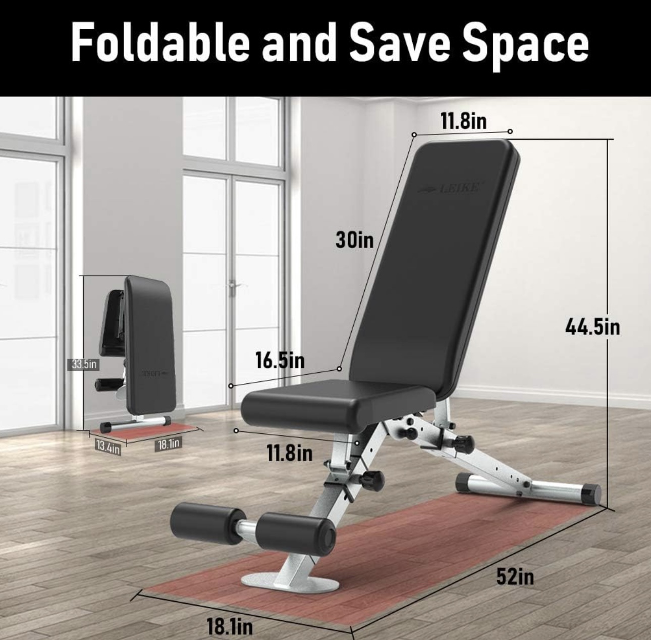 Adjustable weight bench foldable workout exercise bench - photo 2