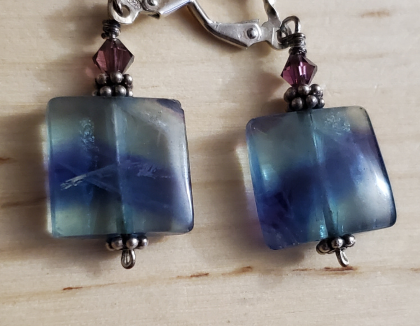 Vtg. Square Fluorite Earrings image indicator(2)