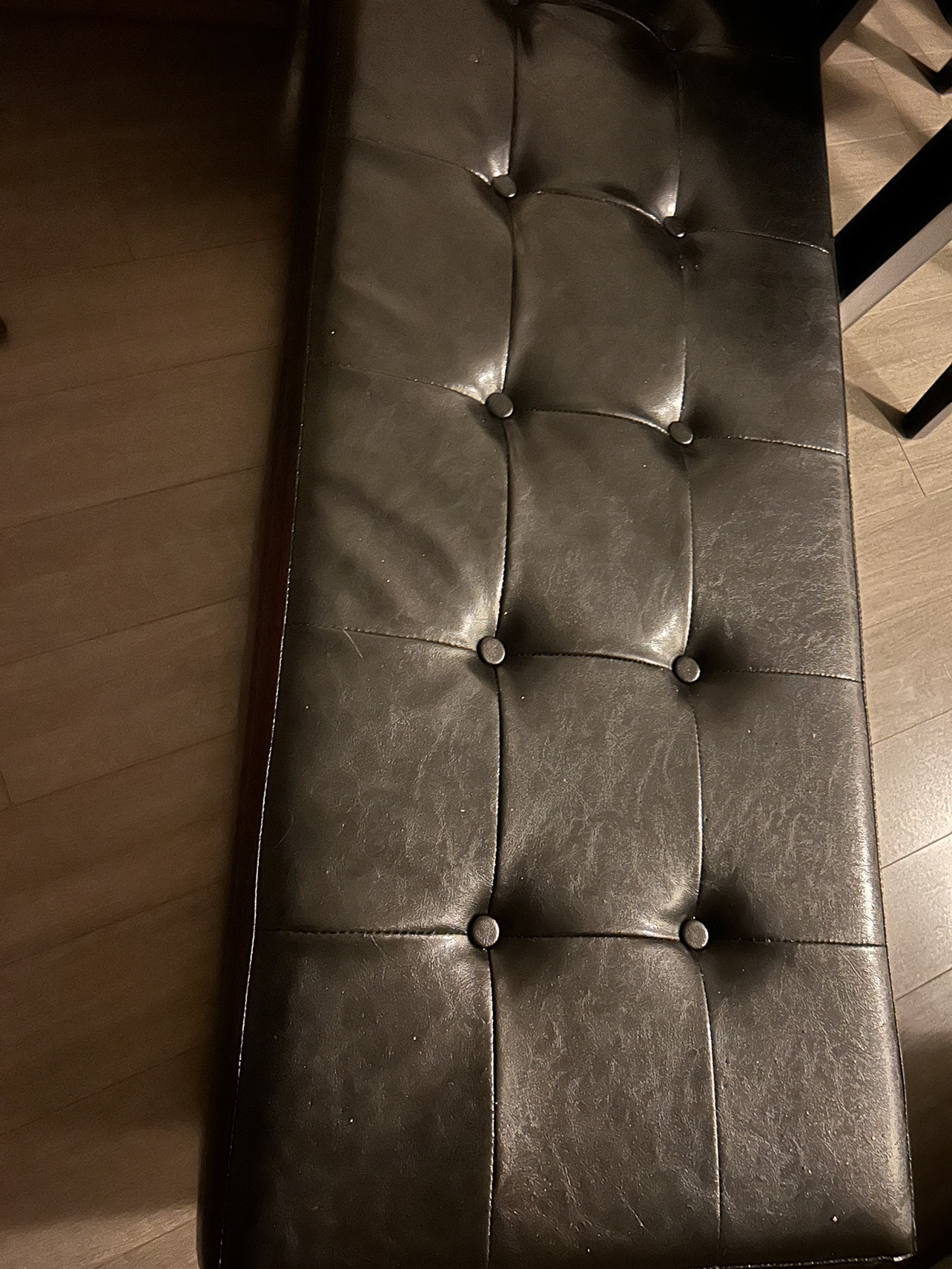 Faux leather ottoman bench with storage thumbnail