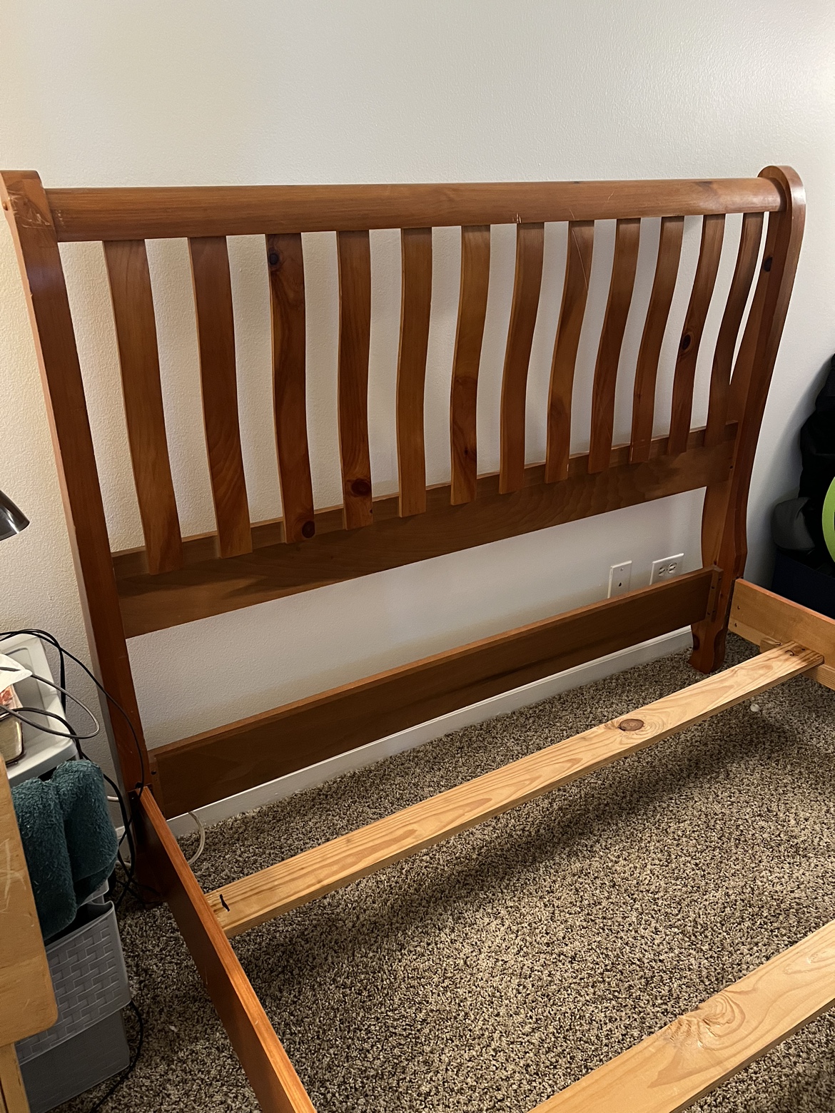 Queen Size BedFrame -Sleigh Style headboard/Footrest-38 - photo 3