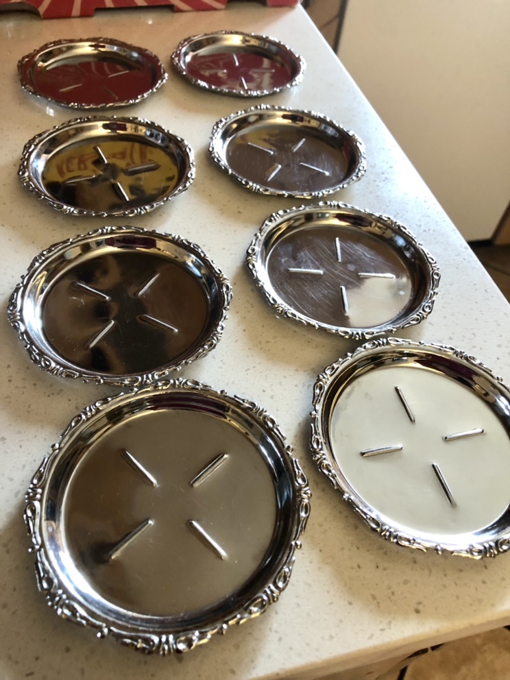 8 Italian Vintage - Midcentury Modern Stainless Steel Coasters image indicator(3)