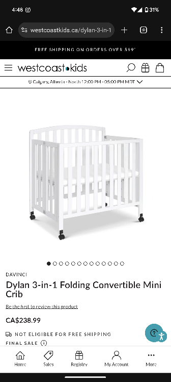 West Coast Kids mini crib in excellent condition. - photo 3