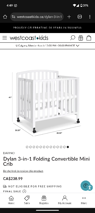 West Coast Kids mini crib in excellent condition. - photo 4