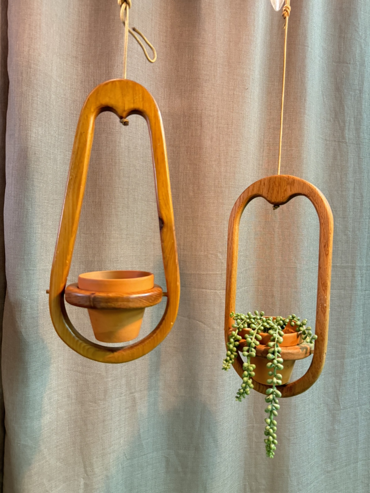 Vintage wood plant hangers