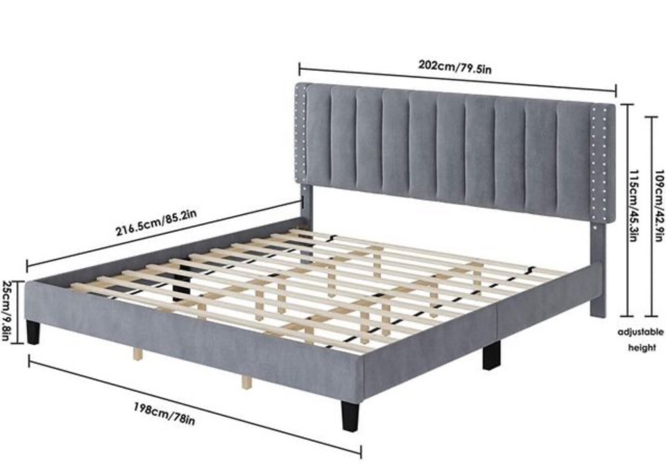 New Grey King bed frame in box