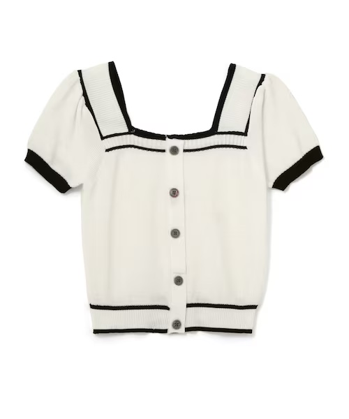 bicolor square neck knit cardigan. - photo 3