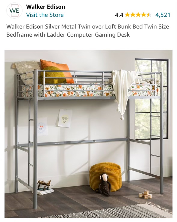 Loft twin bed frame