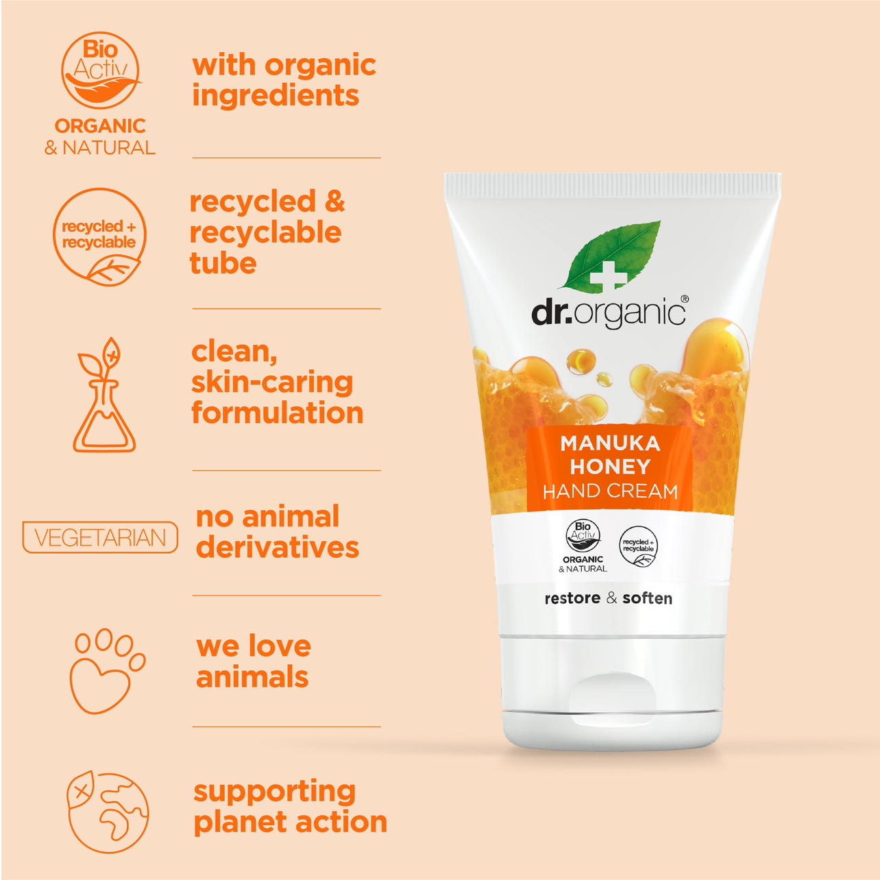 Dr Organic Manuka Honey Hand & Nail Cream 125ml. - photo 2