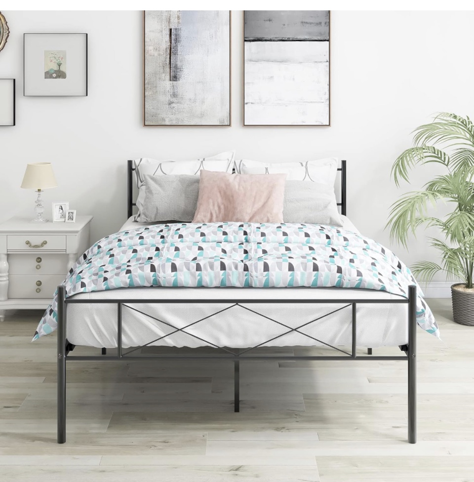 Black Metal “full size” bed frame, like new thumbnail